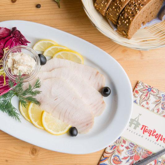 Boiled white sturgeon with horseradish e1634990581644