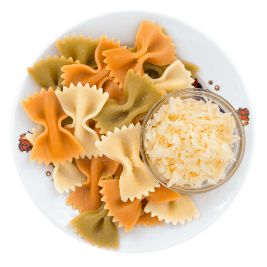 Colored pasta with cheese 1 e1714581633500