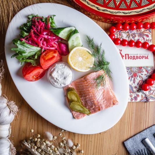 Trout poached in cucumber brine with tartar sauce