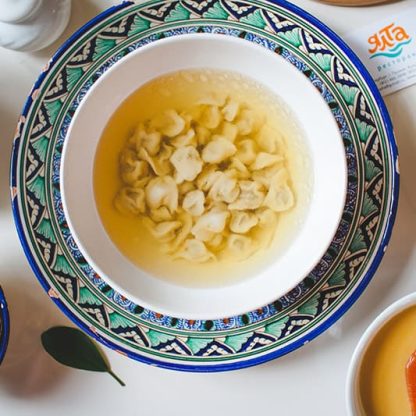 Дюшбара с пряными травами (мясной бульон с домашними пельменями)