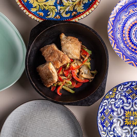 Поджарка из кефали с овощами